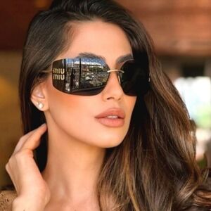 Miu Miu Eyewear Logo-Plaque Frameless Sunglasses ✨